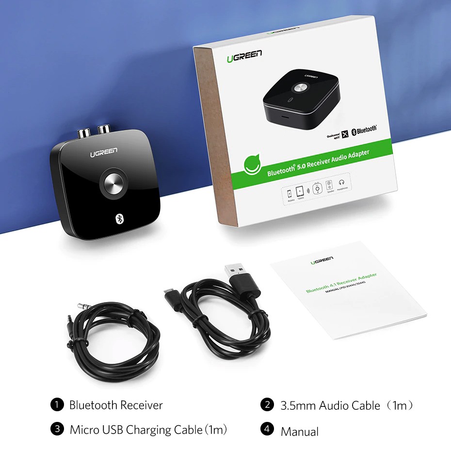 Bluetooth Receiver 5.0 Chính Hãng UGreen 40759 - Support AptXLL Chơi Nhạc Lossless, Blu-ray Không Sợ Delay