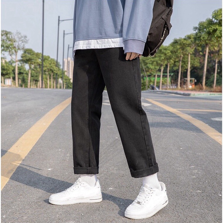 Baggy Jean quần Jean Nam Baggy Xanh Trơn Dáng Suông Ống Rộng - HOT TREND 2021