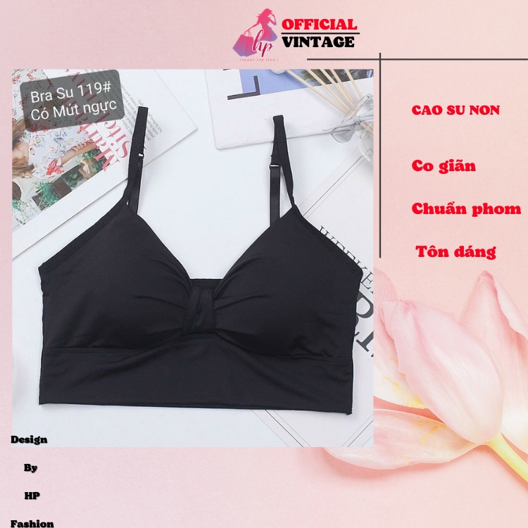 Áo bra su mịn mát croptop 2 dây dáng nơ siêu sang vải 2 lớp dày dặn - Bi20