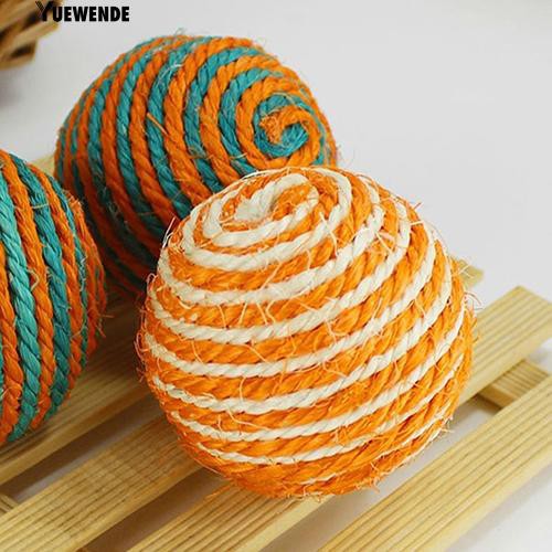 Quả banh bện dây dứa gai Cuba nhiều màu dễ thương cho mèo