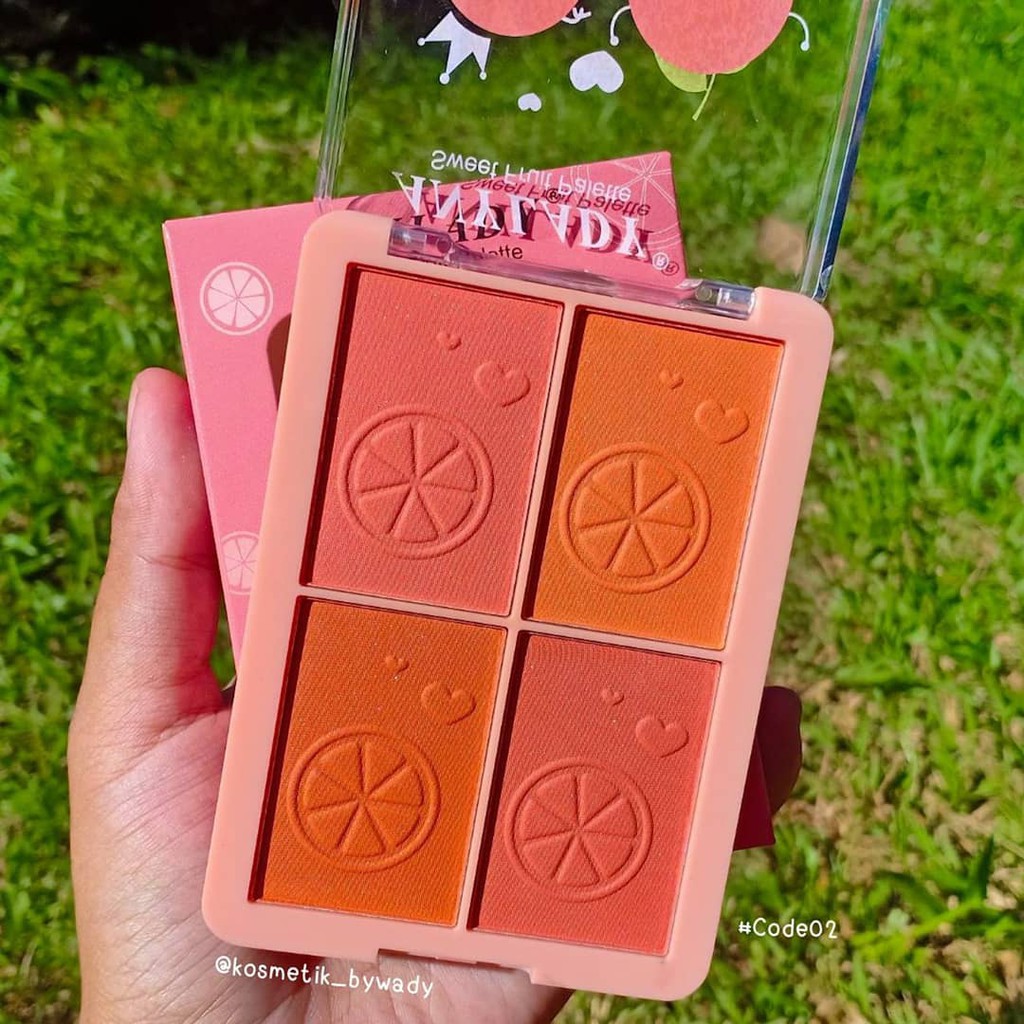 HÀNG MỚI VỀ - Phấn má hồng 4 ô ANYLADY sweet orange blusher