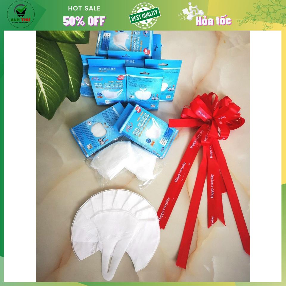 Hộp 10 cái khẩu trang y tế kháng khuẩn 3 lớp Famapro 5D Mask dây vải