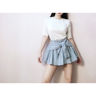 Quần váy sọc cột dây eo