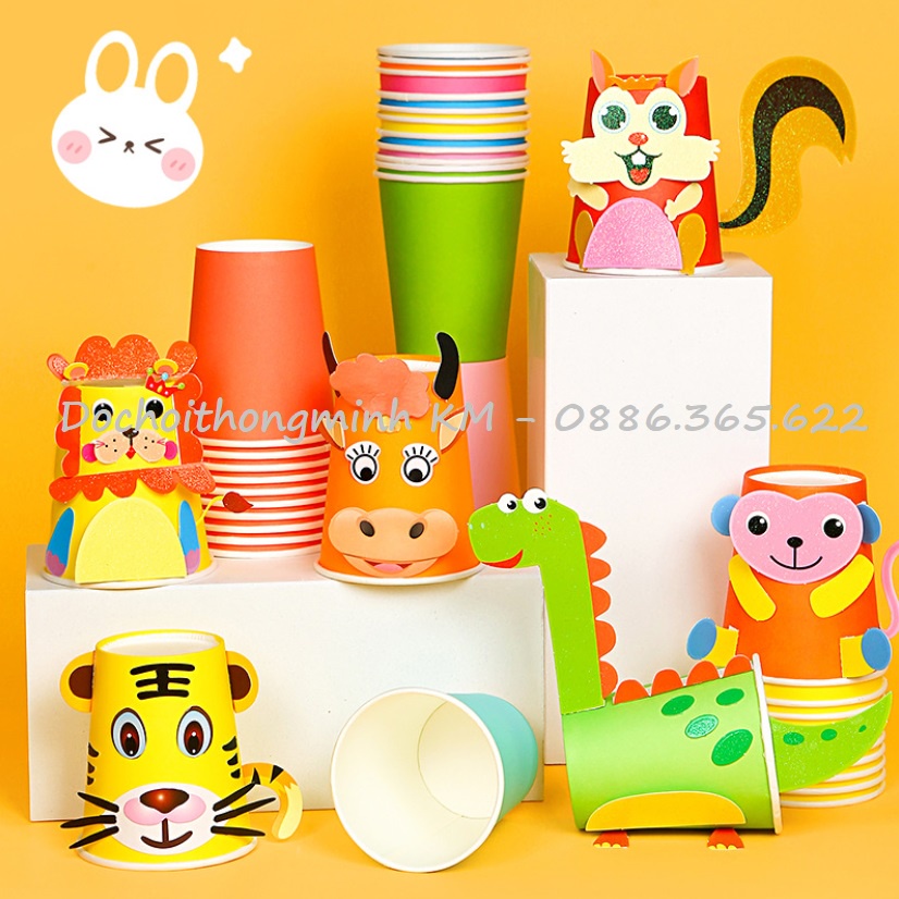 Set 7/10/14 Cốc Giấy nhiều màu làm thủ công phân loại màu sắc cho bé