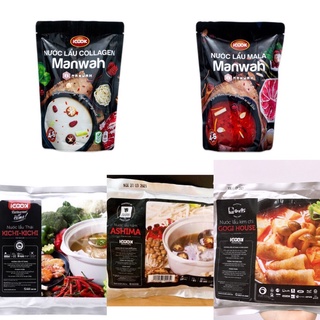 Nước cốt lẩu Mala, Collagen Manwah, lẩu Nấm Ashima, lẩu Thái Kichi kichi túi 1kg