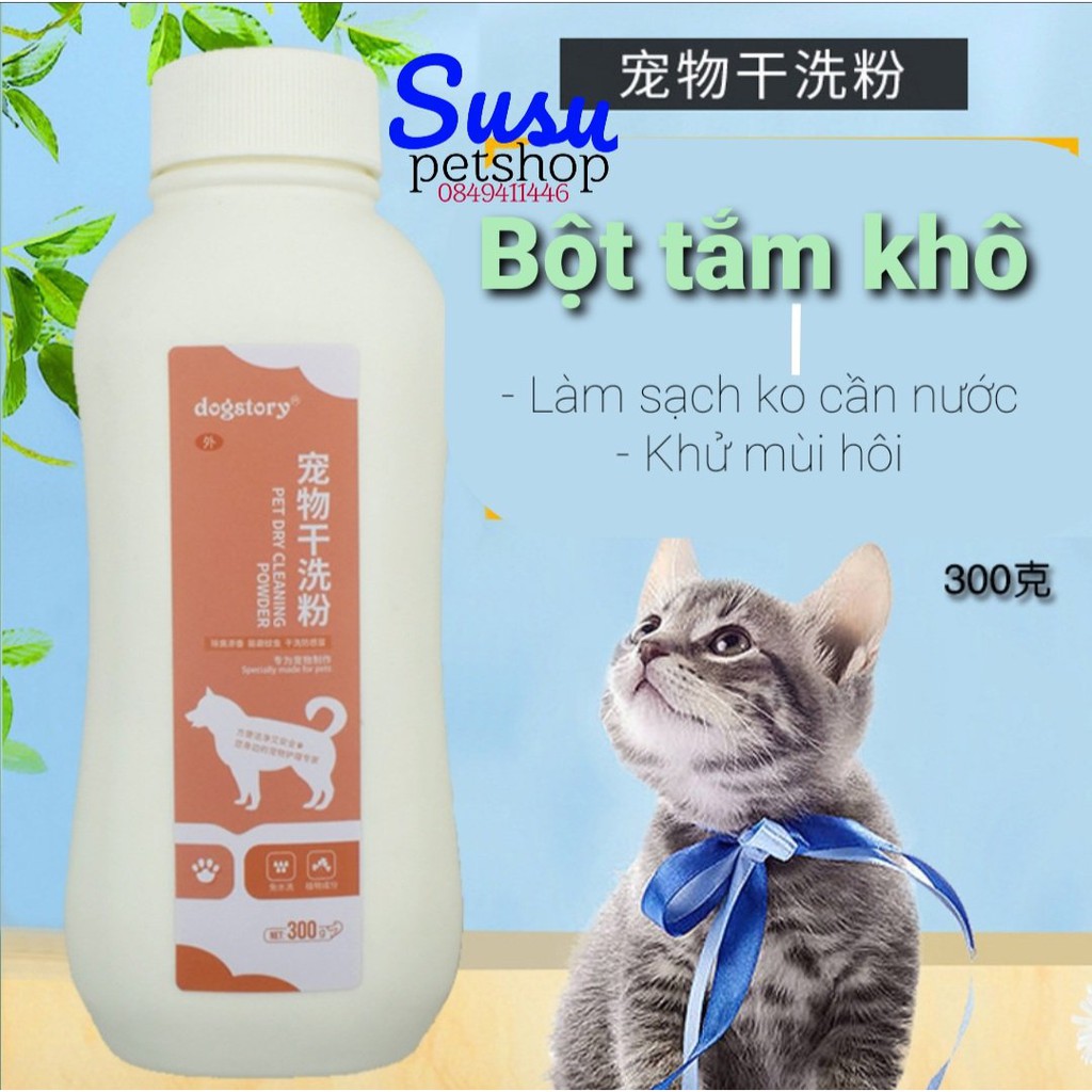 Phấn tắm khô Dogstory cho chó, mèo 300gr