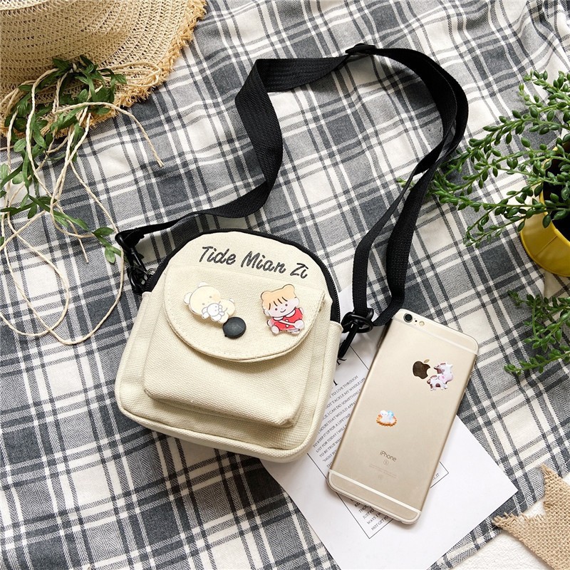 Túi vải đeo chéo kèm gấu ( sticker) thời trang giá rẻ BAG U GAU06