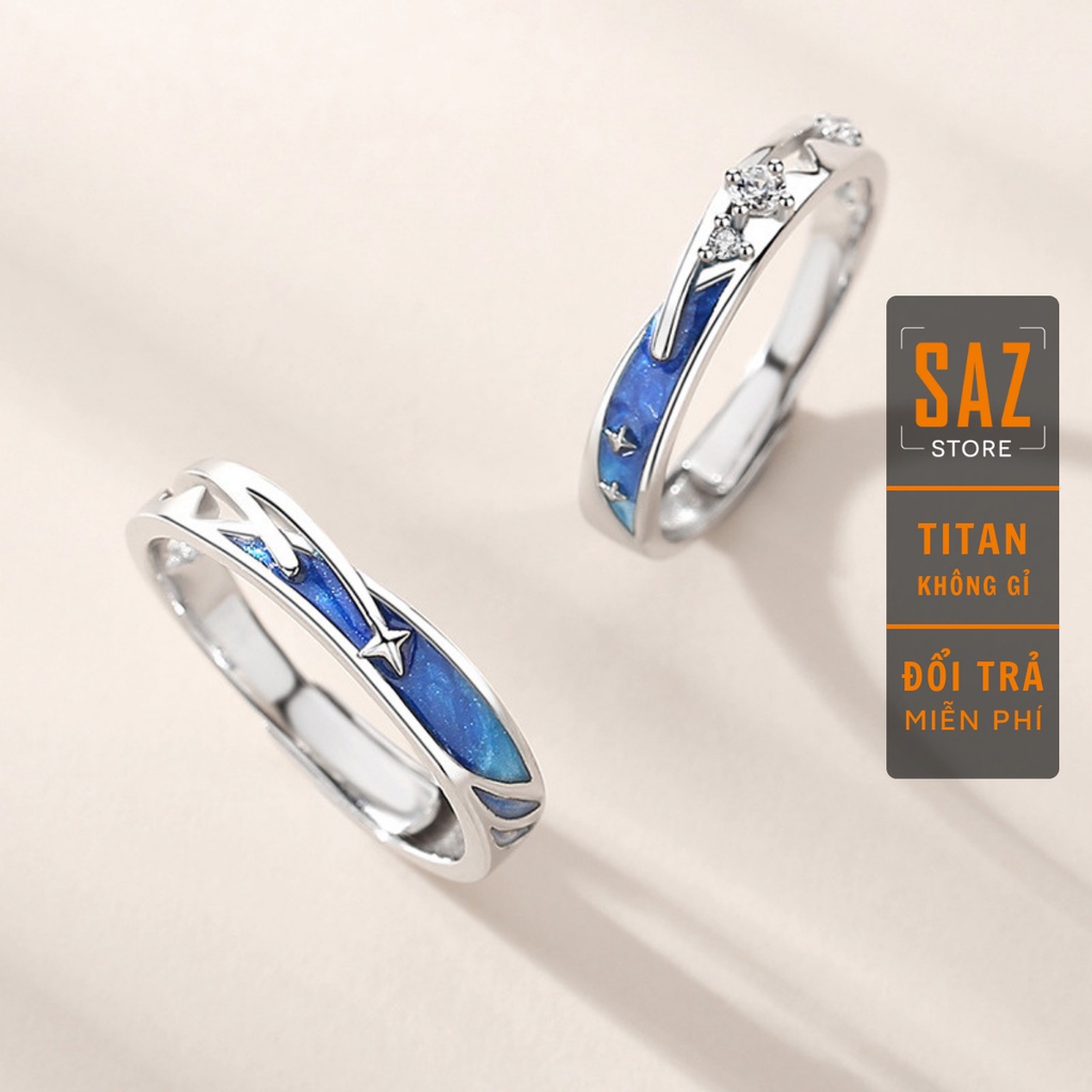 Nhẫn Đôi Nam Nữ SAZ Vì Sao Đính Đá Và Sao Chổi Vĩnh Hằng- Nhẫn Meteor Ring