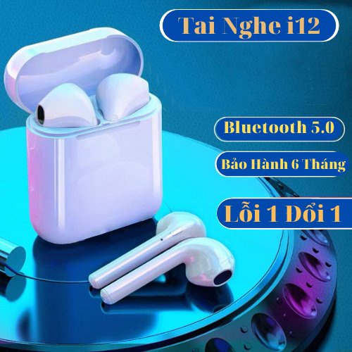 Tai nghe Bluetooth i12 TWS 5.0 tai nghe i12 không dây bản Quốc tế âm thanh chuẩn HIFI dùng cho IOS Android
