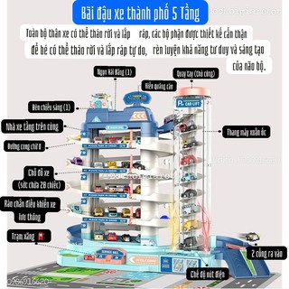 [Sẵn Tặng Pin] Mô hình bãi đậu xe 5 tầng đồ chơi thông minh có thang máy tự động cho bé tặng kèm 12 xe mini (Video)