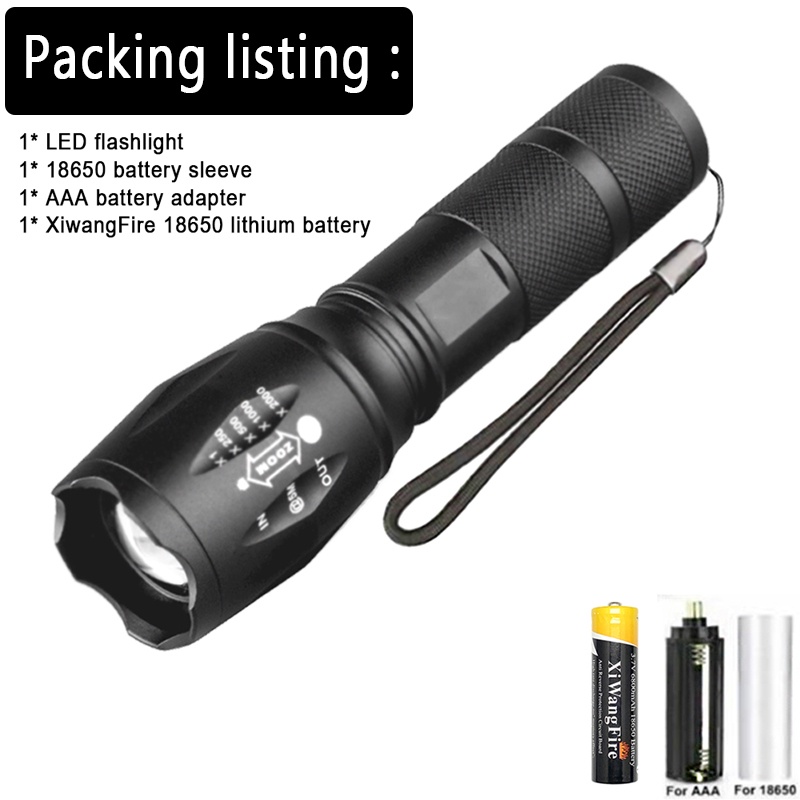 ❤Còn Hàng❤ Đèn Pin Cầm Tay XML-T6 LED Pin 18650 Chống Nước Có Thể Sạc Lại Được