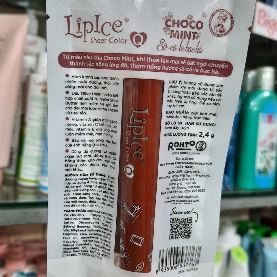 Son Dưỡng Chuyển Màu LipIce Choco Mint Hương Chocolate Bạc Hà 2.4g