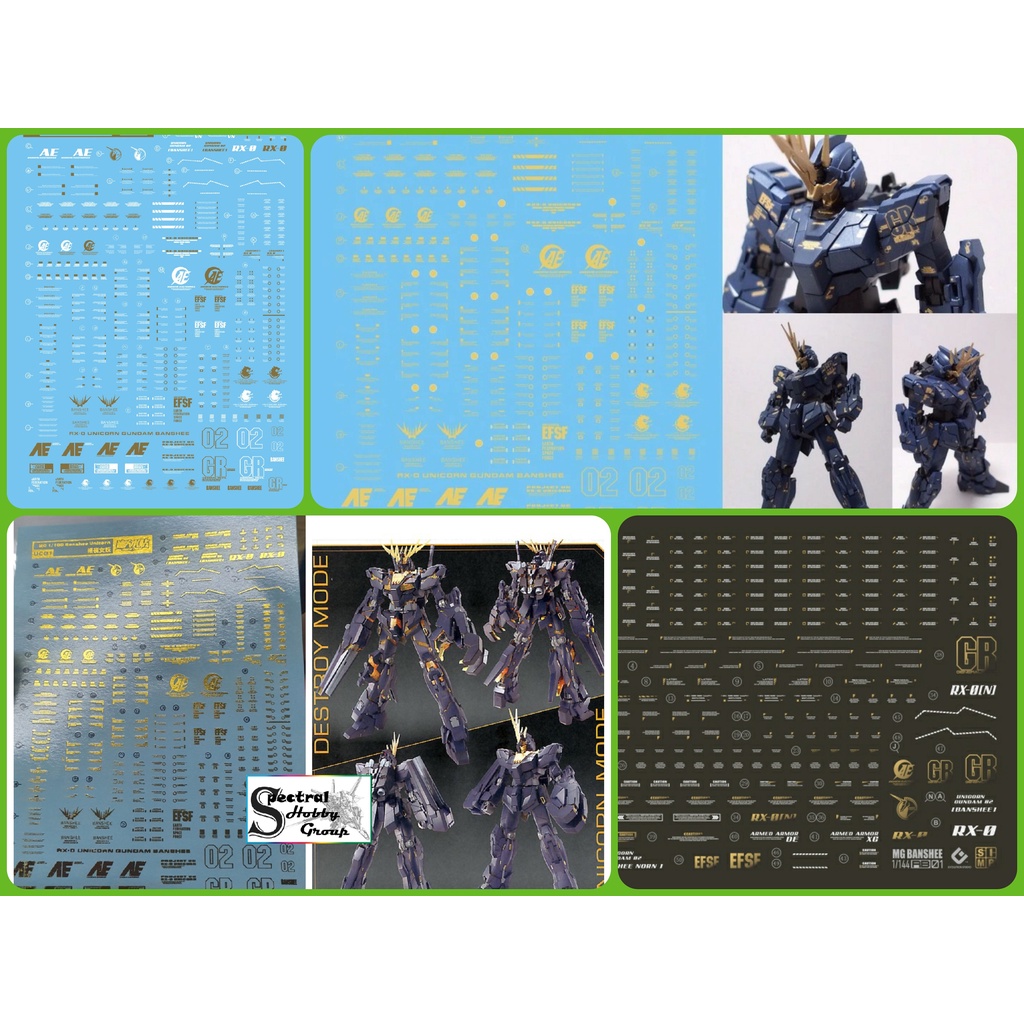 Decal nước dán mô hình Unicorn BANSHEE 02 Gundam MG HG Mega size MGEX các loại Water sticker