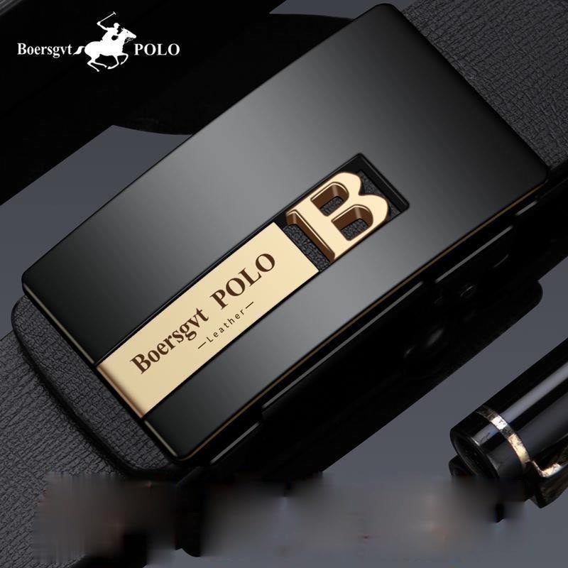 Thắt Lưng Nam doanh nhân POLO LT 01 da thật khóa mạ titan dây bóng, bền, đẹp màu vàng, đen rộng 33mm