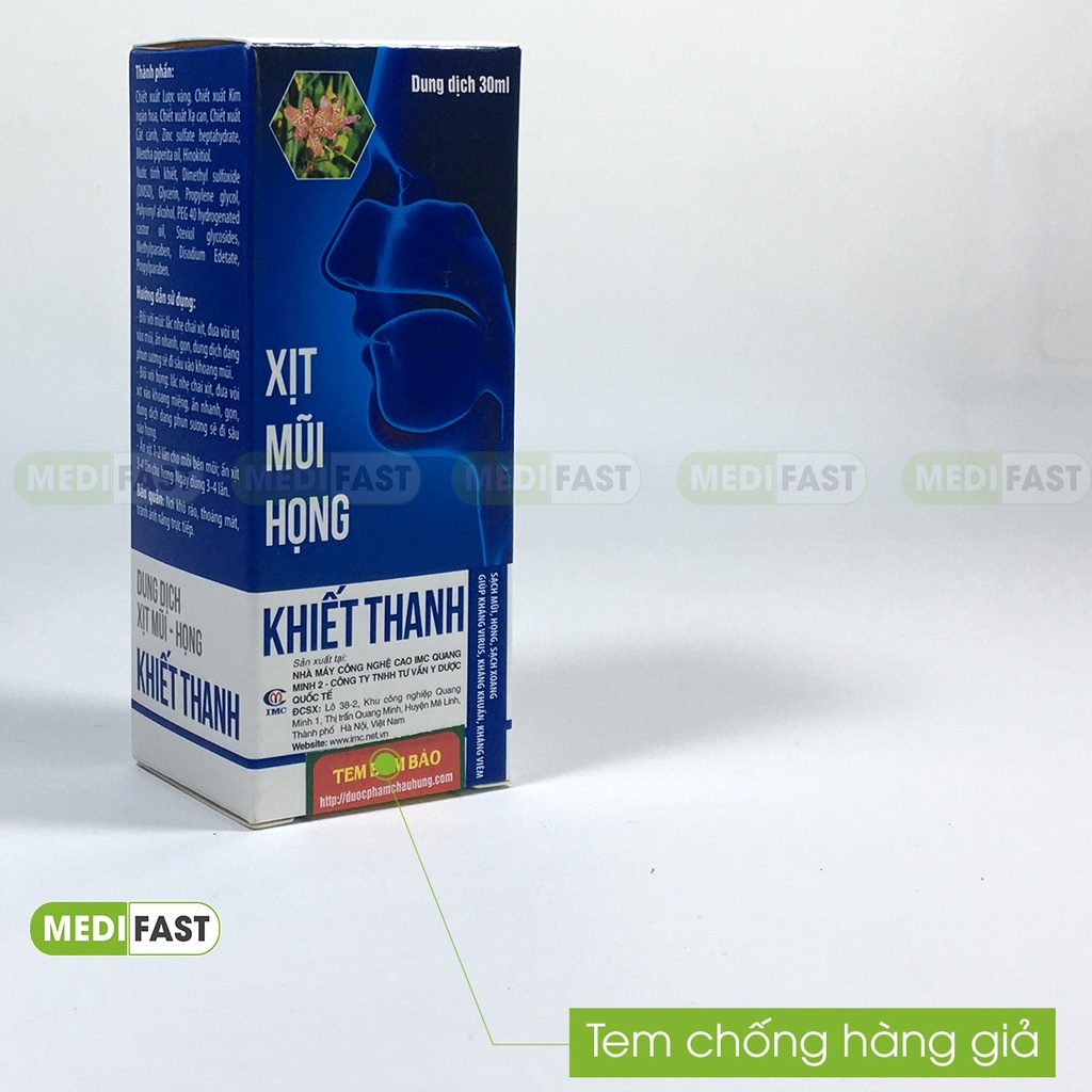 Xịt mũi họng khiết thanh - lọ 30ml giúp thông thoáng mũi họng từ thảo dược