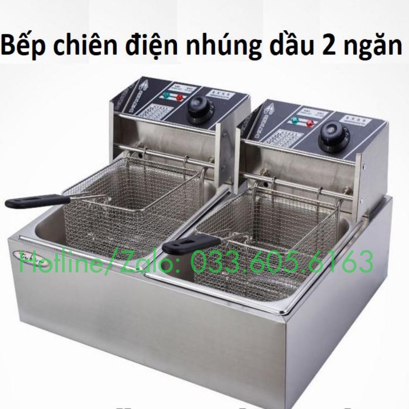 Bếp chiên nhúng điện 2 ngăn 2x2500W biên nhiệt độ 60 - 200 độ C