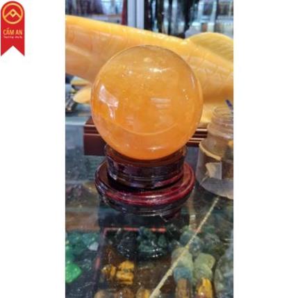 Bi cầu đá núi lửa ĐỎ , đá canxit VÀNG , TRẮNG từ 8cm đến 15cm tặng đế gỗ