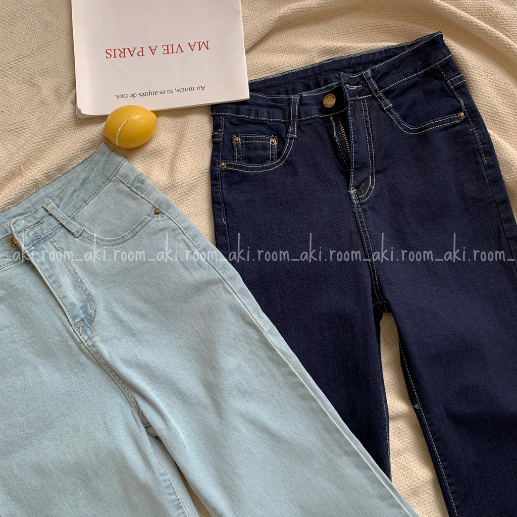 Quần jeans chỉ nổi ống đứng