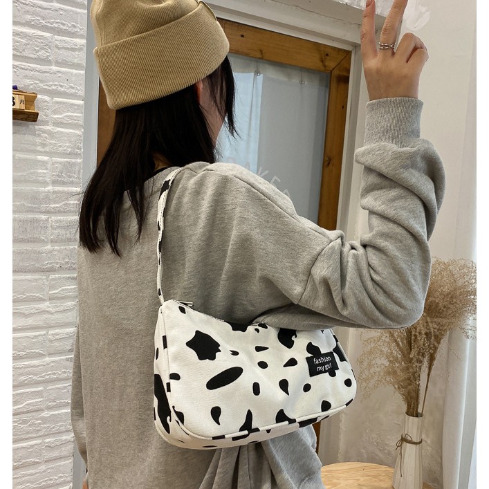 Túi đeo chéo nữ thời trang Hàn Quốc họa tiết bò sữa siêu dễ thương hot trend 2021 MIGU.VN