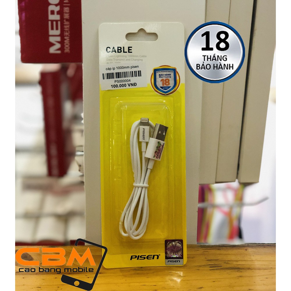 Cáp Pisen Lightning iPhone 1000mm