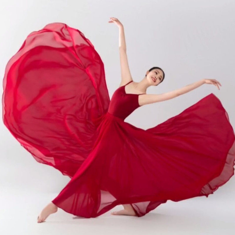 Chân Váy Xòe Dài 720 Độ Hóa Trang Biểu Diễn Nhảy Múa Phong Cách Cổ Điển Thanh Lịch Cho Nữ