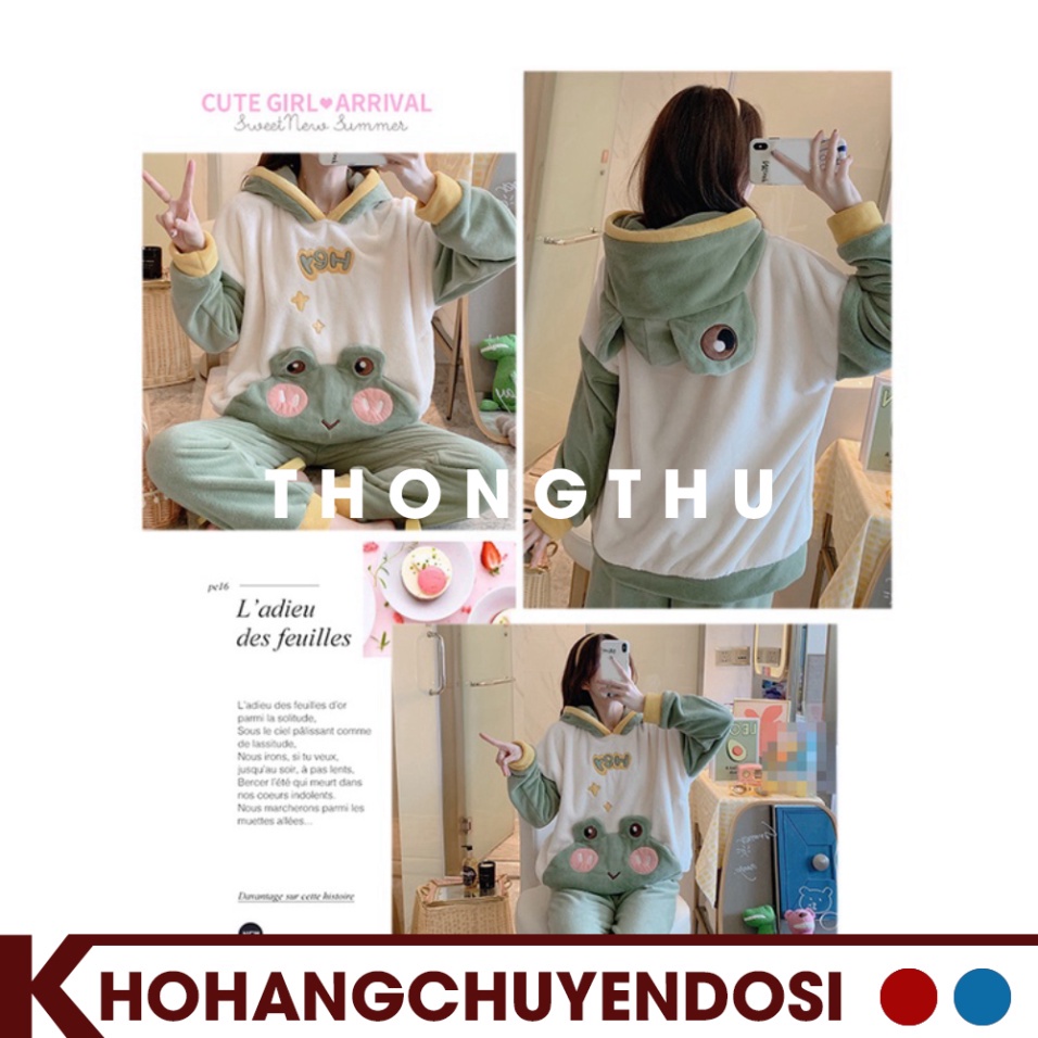 Bộ đồ ngủ mùa đông lông cừu ếch xanh cute ,đồ mặc nhà cho nữ siêu ấm | BigBuy360 - bigbuy360.vn