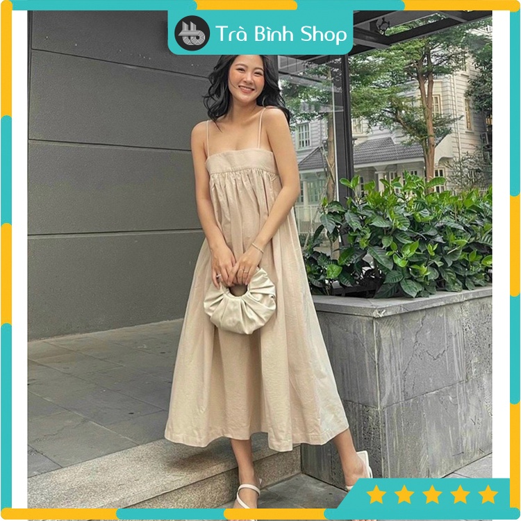 Đầm maxi hai dây quây ngực sang chảnh Váy 2s cúp ngực dáng suông đi biển