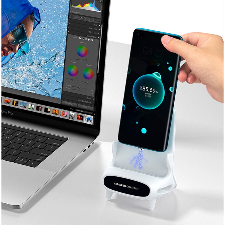 Đế Sạc Không Dây Từ Tính 15W Tương Thích Với Điện Thoại Di Động Và Sạc Apple Cho Android