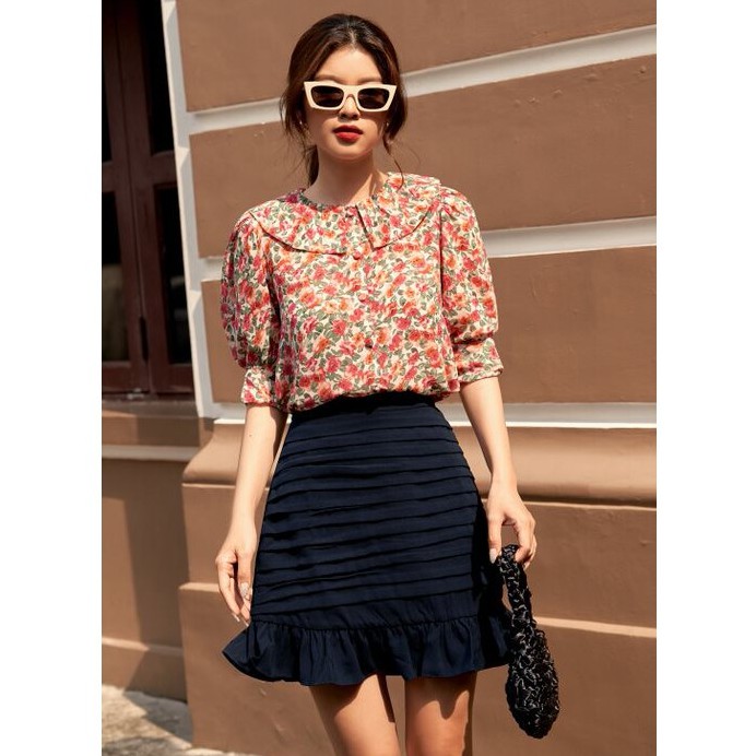 OLV - Chân váy Navy Wrinkle Mini Skirt