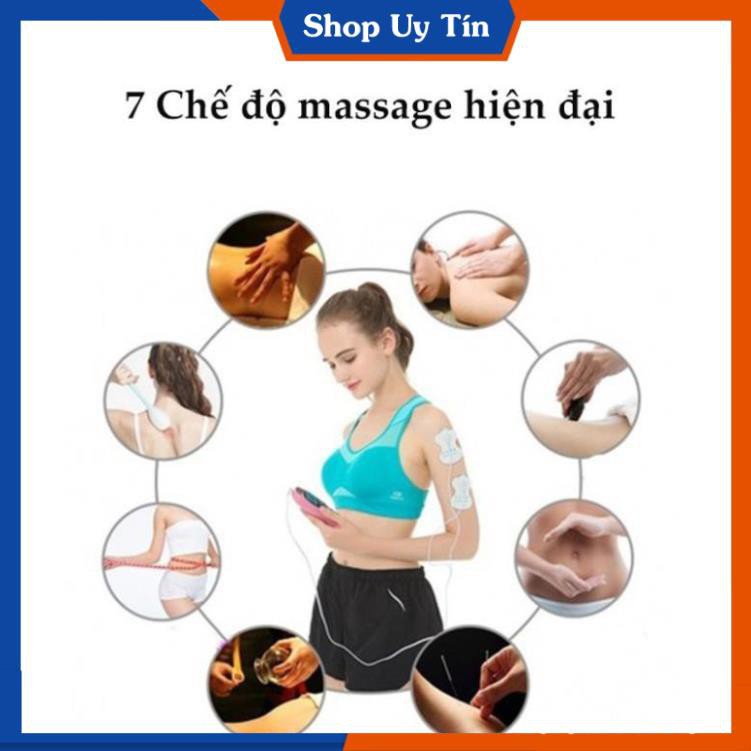 Máy massage xung điện 8 miếng dán pin sạc chính hãng