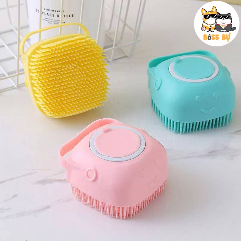 Bàn Chải Silicon Tắm Chó Mèo Kích Thước 8.5x7.9x5.5CM, Massage Body, Chịu Nhiệt Tốt - Boss_Bu