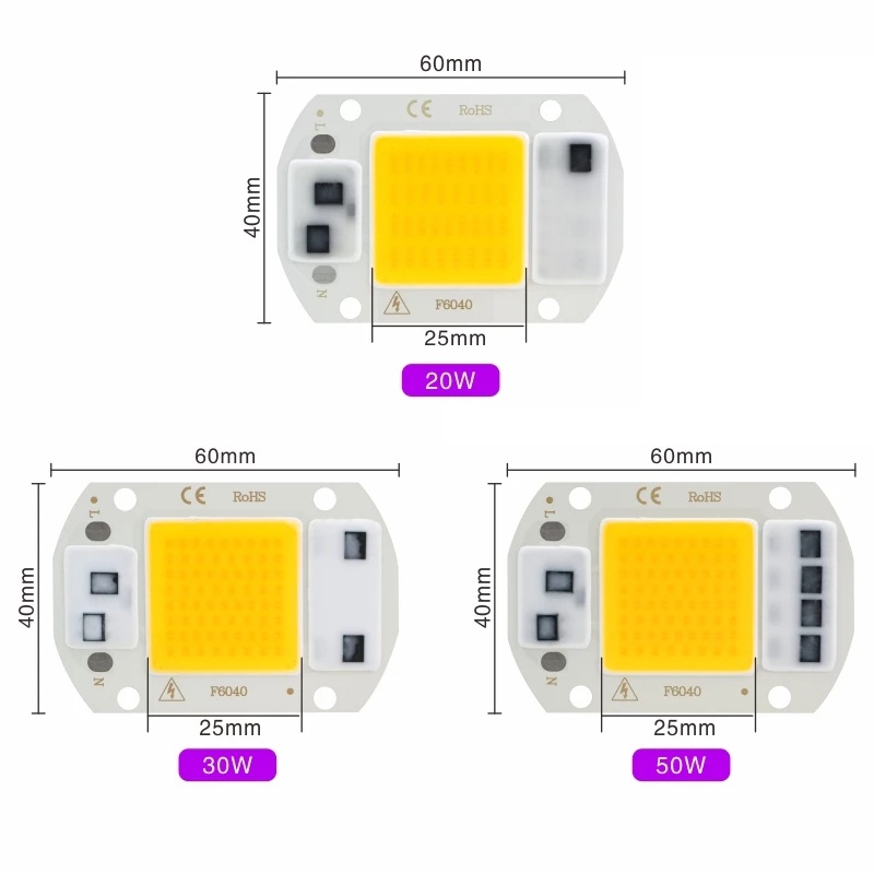 Chip đèn LED COB 110v 220v 20w 30w 50w siêu sáng tiết kiệm điện cho gia đình