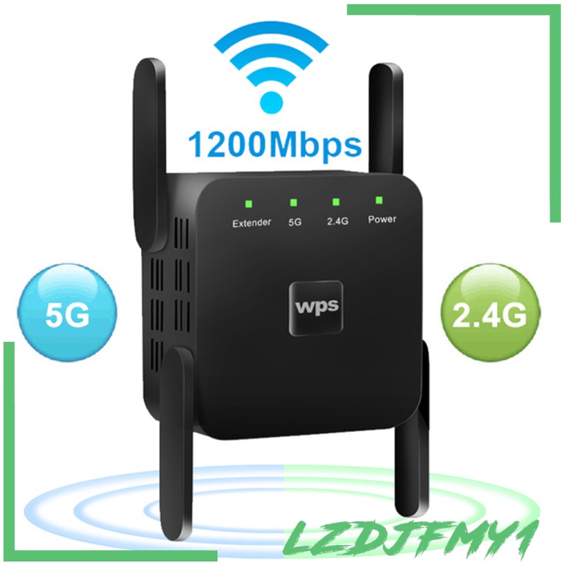[giá giới hạn] 1200Mbps 2.4G 5G Wireless Wifi Repeater 4 Antennas Signal Booster UK Plug