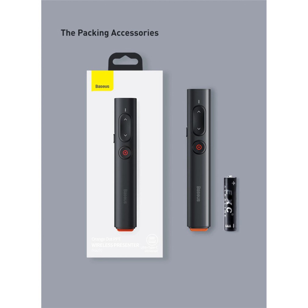 [CHÍNH HÃNG] Bút Trình Chiếu Thông Minh Baseus Orange Dot PPT Wireless Presenter Cho Macbook/Windows/ Android