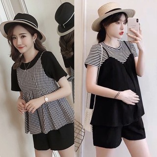 Bộ bầu chất đũi hàn mềm💕siêu mát💕thấm hút mồ hôi💕free size 43~68kg