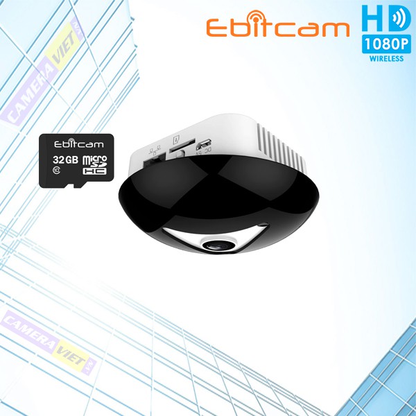 Camera IP Wifi Ebitcam EBF2 5MP, Quan Sát Toàn Cảnh 360 Độ, Hỗ Trợ Thẻ Nhớ 256GB