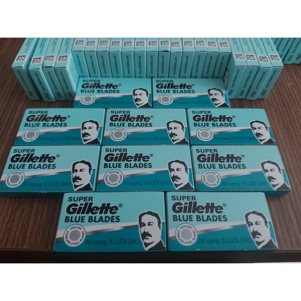 Lưỡi lam Gillette super thin màu xanh 1 hộp 10 lưỡi