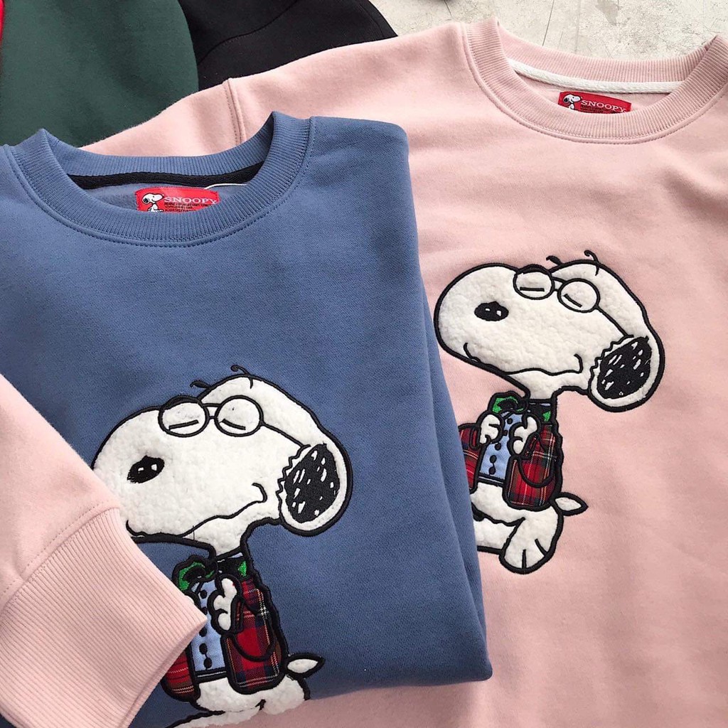 Áo sweater dài tay nỉ Snoopy xuất xịn, mềm mại giữ ấm tốt