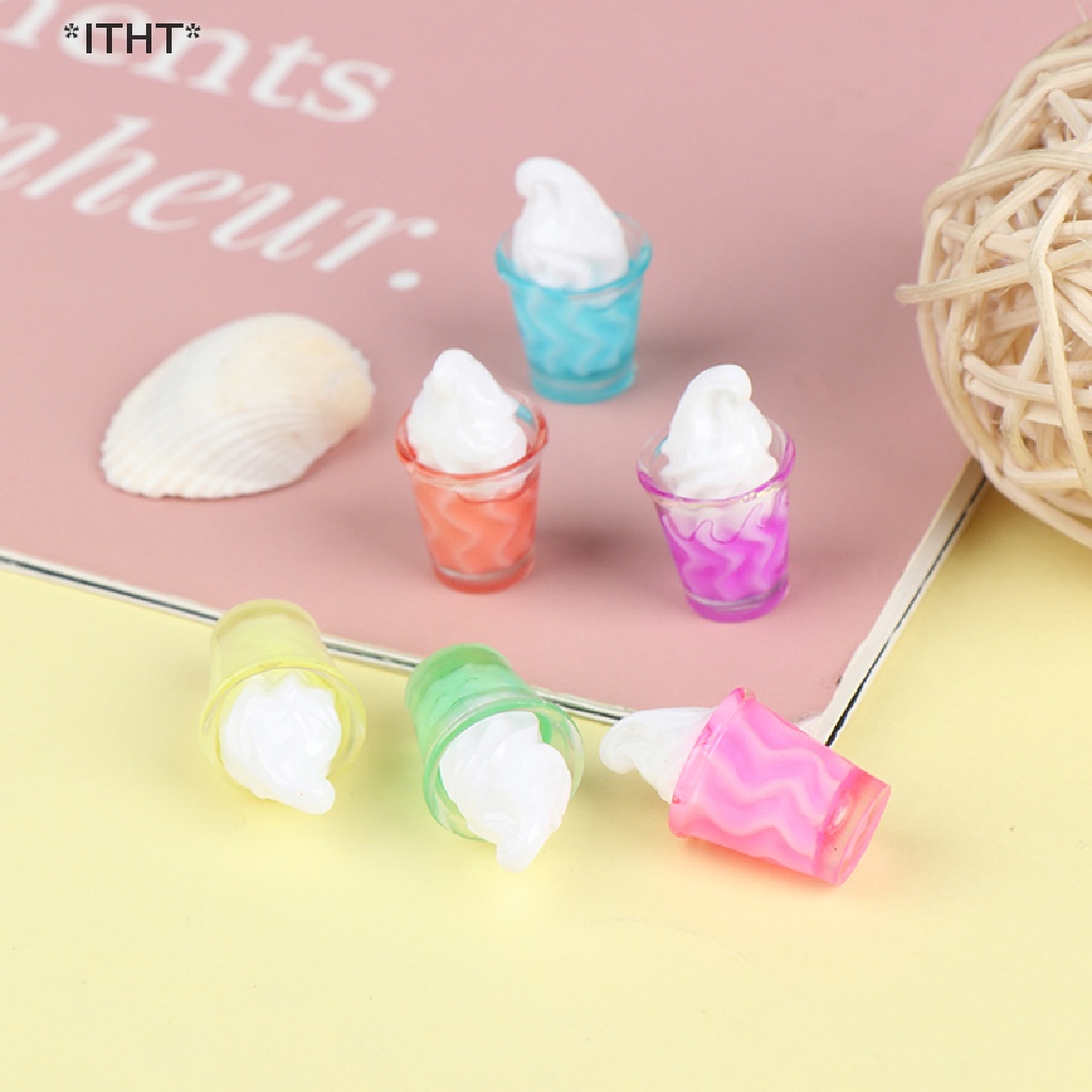 Set 10 Ly Kem / Thức Ăn / Nước Uống Màu Sắc Ngọt Ngào Trang Trí Nhà Búp Bê 1 / 12