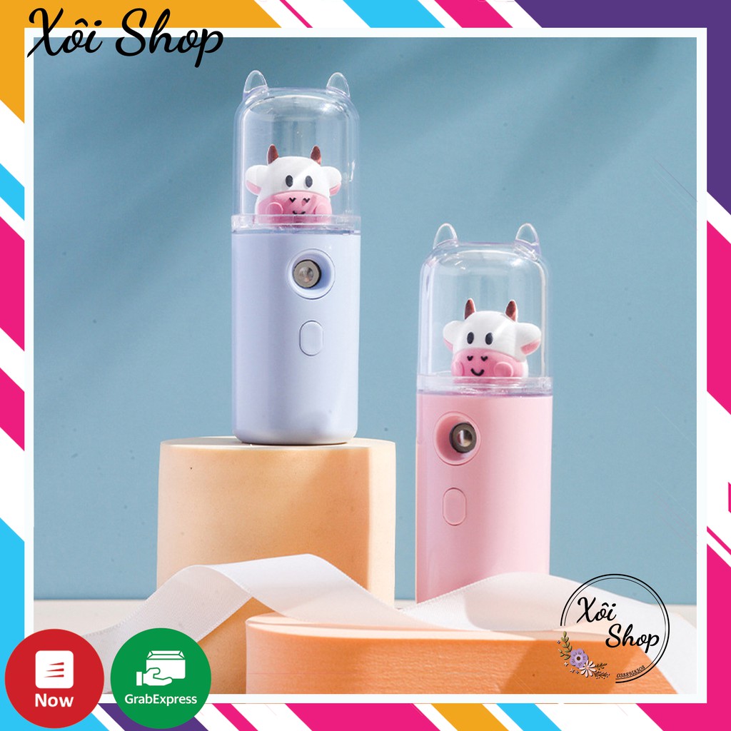 Máy phun sương, Máy phun sương tạo ẩm NANO MINI cầm tay làm mát cấp tốc - Phiên bản Bò Sữa độc đáo