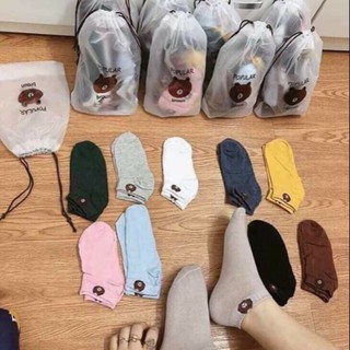 Set 10 Đôi Vớ Gấu Brown Trơn, Cổ ngắn Dễ Thương So Cute, Ulzzang Hàn Quốc