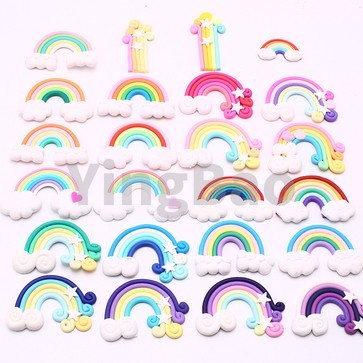 Set 10 Que Cắm Trang Trí Bánh Cupcake Hình Cầu Vồng Dễ Thương