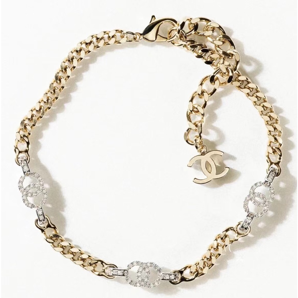 Dây Chuyền Đồng Thau Hai Màu Đính Kim Cương Phong Cách Retro Thời Trang 2022c