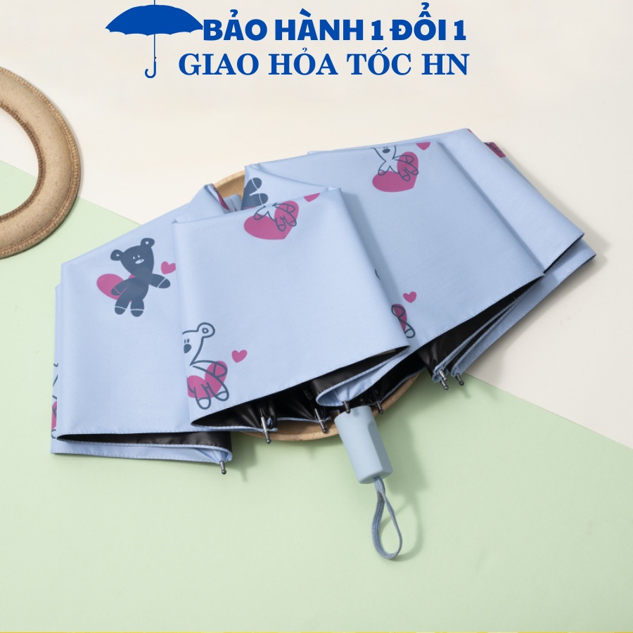 Ô Dù TỰ ĐỘNG JANNA mẫu mới che mưa nắng cầm tay gấp gọn, chống tia UV hình in cute