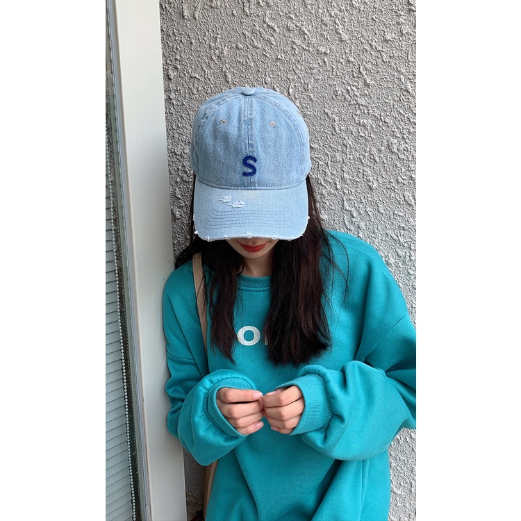 Mũ Lưỡi Trai Cao Bồi Màu Xanh Nhạt Phong Cách Cao Bồi Hàn Quốc Thời Trang Năm 2021 Dễ Phối Đồ Cho Nữ