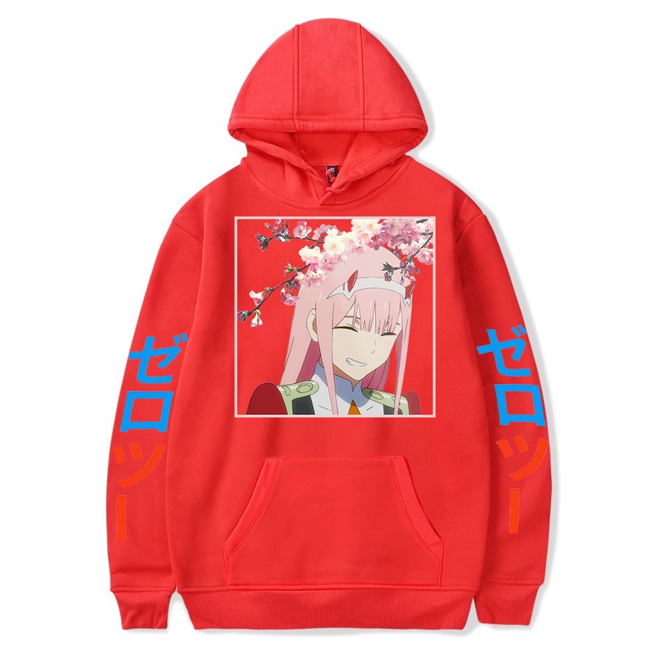 GUO YE 【HÀNG CÓ SẴN】 Áo hoodie cotton chui đầu cỡ lớn in hoạt hình Franxx có mũ trùm đầu làm quà tặng sinh nhật cho nam