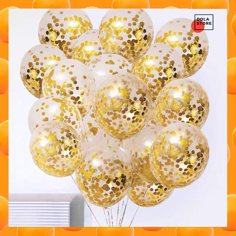 Bóng bay Sequin kim tuyến trong suốt có nhũ size 25cm trang trí sinh nhật, thôi nôi, đầy tháng