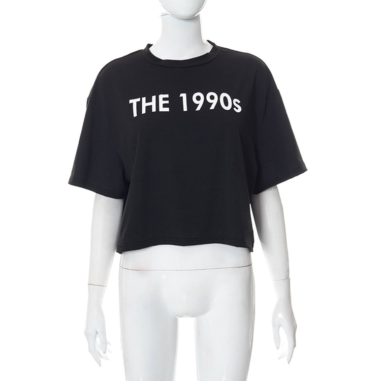 DUNEA Áo Thun Crop Top Tay Ngắn In Chữ Thời Trang Cho Nữ