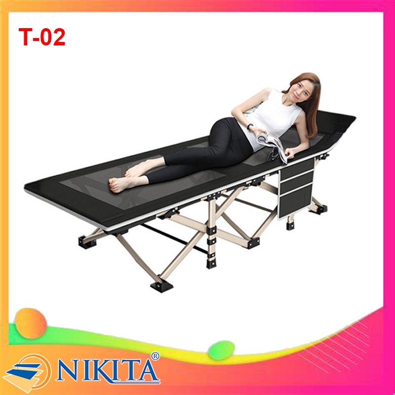 Giường xếp du lịch - Vải lưới thoáng khí - Có túi đeo du lịch - Hàng chính hãng NIKITA