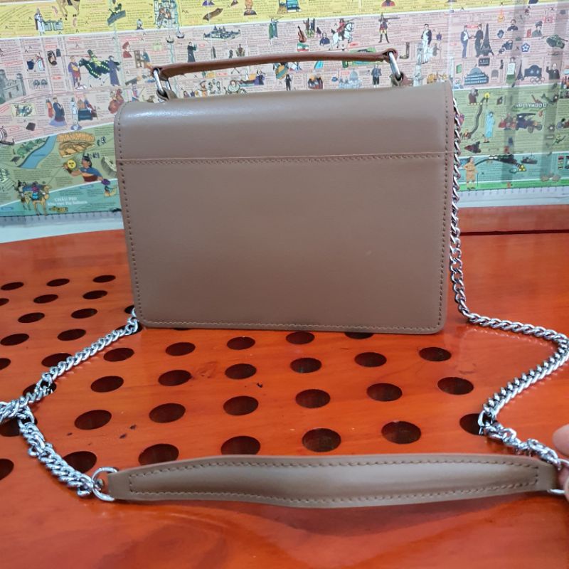 Túi công sở, da bò thật, màu nâu tây, hàng si